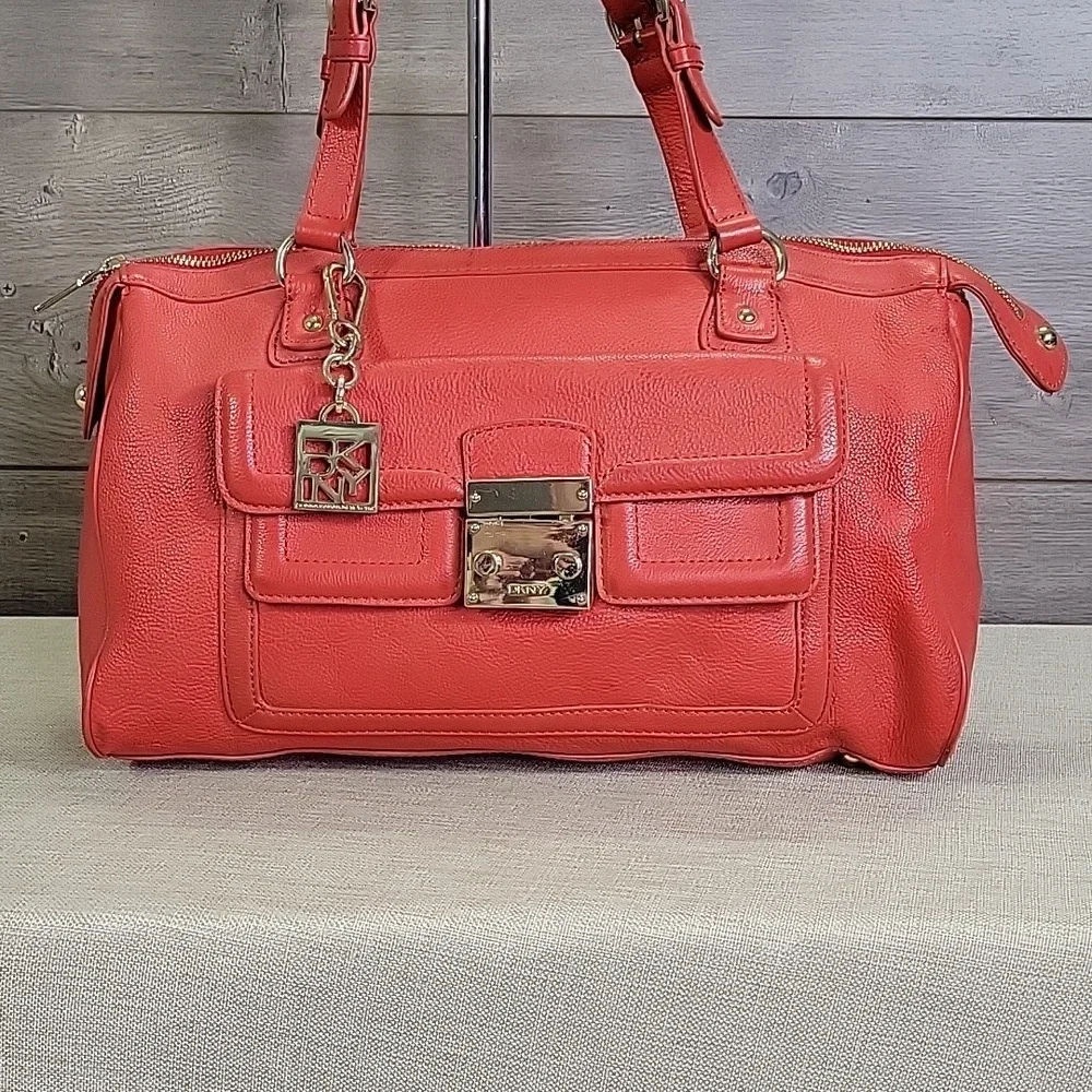 DKNY Red/Orange Leather Handbag